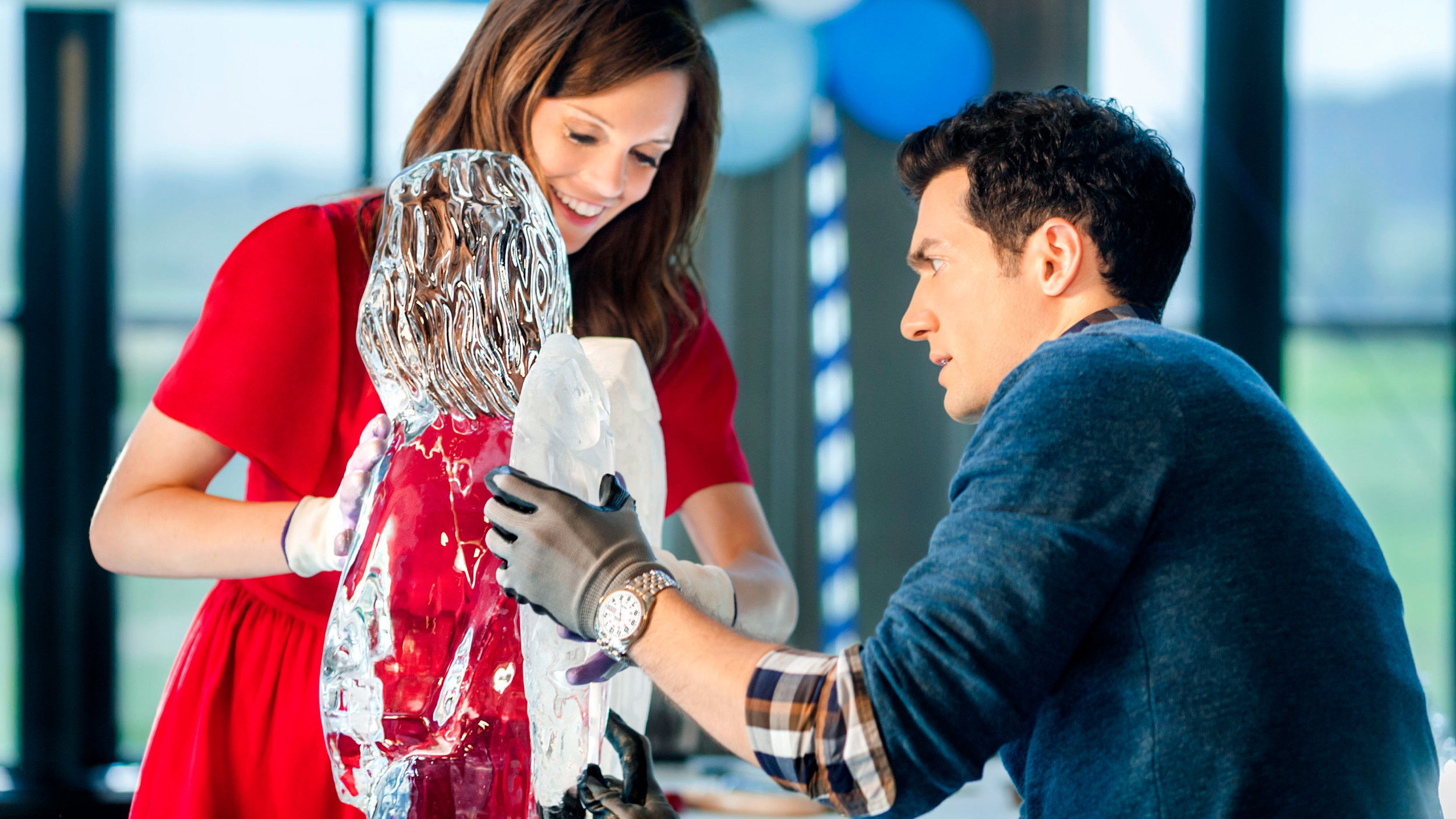 Ice Sculpture Christmas scene photo